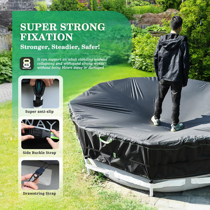 18FT Round Above Ground Pool Cover – Heavy-Duty 500D Winter Pool Cover with Windproof Straps & UV Protection