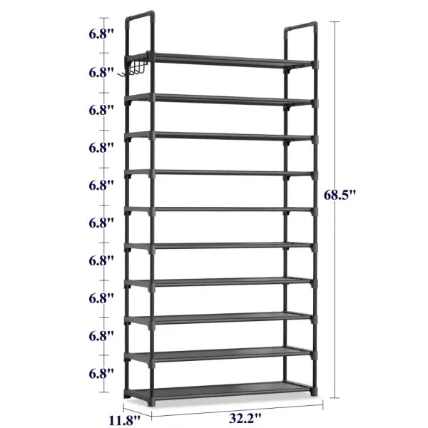 3–10 Tier Shoe Rack Organizer – Space-Saving Shoe Storage Shelf with Side Handles for Entryway, Closet & Bedroom