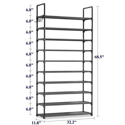 3–10 Tier Shoe Rack Organizer – Space-Saving Shoe Storage Shelf with Side Handles for Entryway, Closet & Bedroom