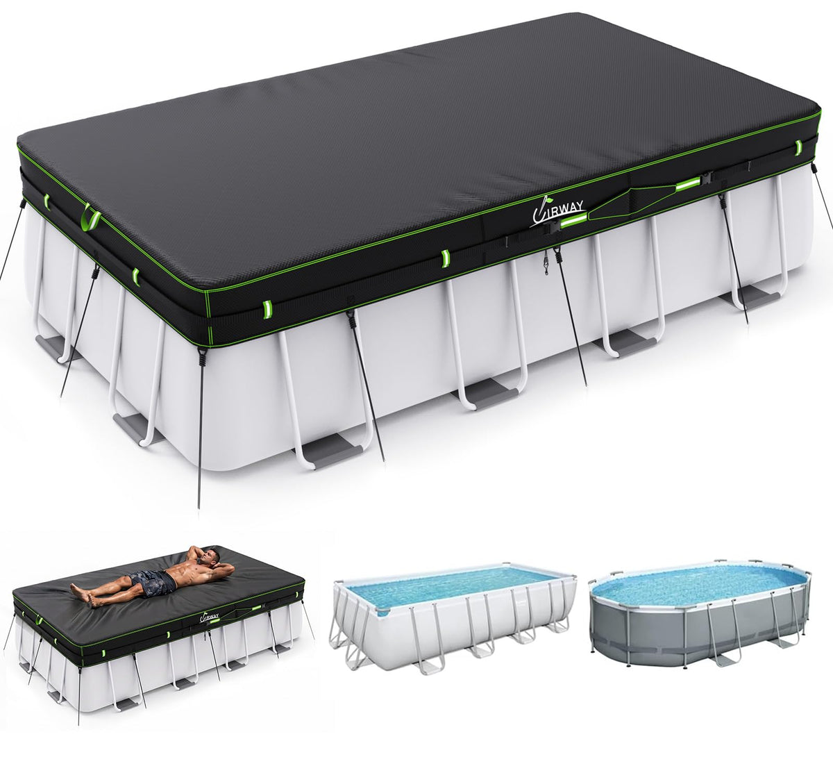 18FT Round Above Ground Pool Cover – Heavy-Duty 500D Winter Pool Cover with Windproof Straps & UV Protection