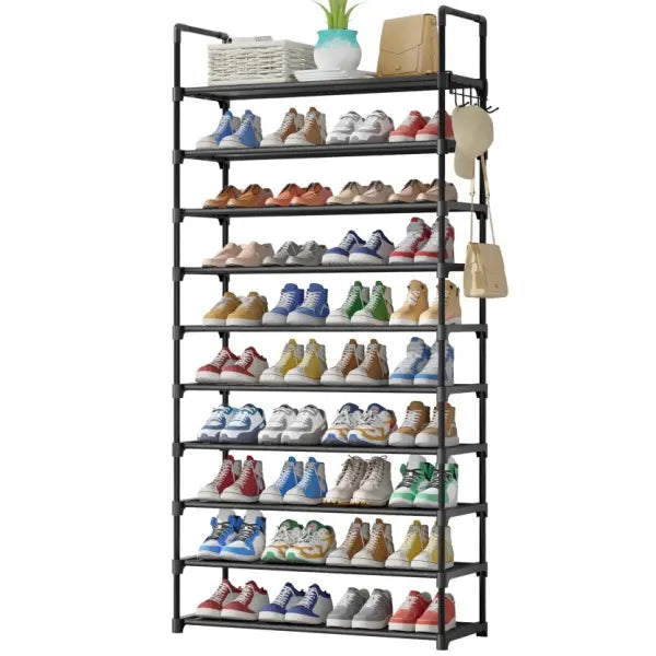 3–10 Tier Shoe Rack Organizer – Space-Saving Shoe Storage Shelf with Side Handles for Entryway, Closet & Bedroom