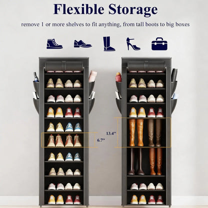 3–10 Tier Shoe Rack Organizer – Space-Saving Shoe Storage Shelf with Side Handles for Entryway, Closet & Bedroom